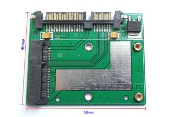  Переходник mSata mini Sata PCI-e SSD to Sata (58*45мм)